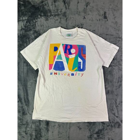 Vintage Paris University T-Shirt Size XL Collegiate Graphic Tee‎ 1980s - Picture 1 of 10
